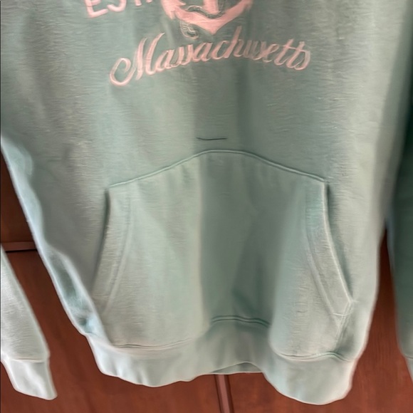 Mint Green Hoodie with Boston Print - Picture 2 of 8